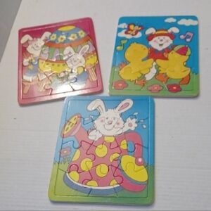 4/$30 Colorful Bunny and Chick Easter Wooden Puzzles - Set Of 3